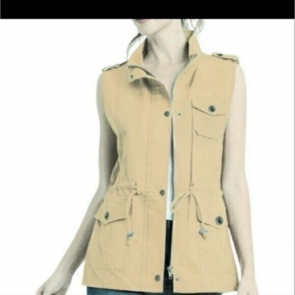 C’Est Toi Jackets & Blazers - NEW C'EST TOI  COTTON TAN COLOR JACKET VEST LARGE
